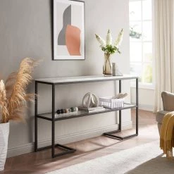 Cheapest 🤩 Errol 55 in. Blackened Bronze Rectangle Faux Marble Console Table with Storage by Meyer&Cross 😀 -Outlet Camden Isle Store blackened bronze meyer cross console tables at1327 c3 1000