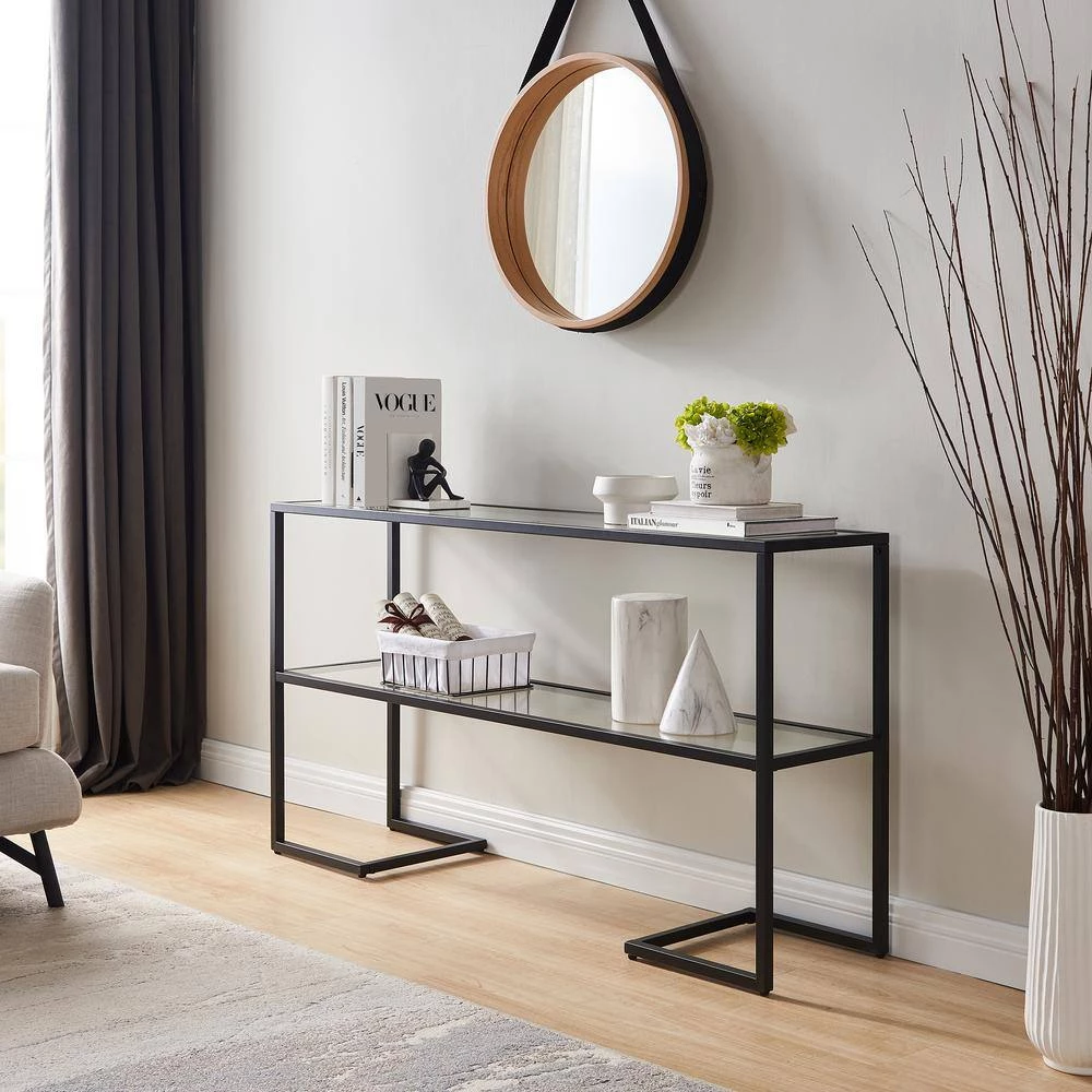 New ๐งจ Errol 55 in. Blackened Bronze Rectangle Glass Console Table with Storage by Meyer&Cross ๐ 8 New ๐งจ Errol 55 in. Blackened Bronze Rectangle Glass Console Table with Storage by Meyer&Cross ๐ - Image 6