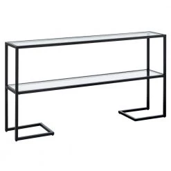 New ๐งจ Errol 55 in. Blackened Bronze Rectangle Glass Console Table with Storage by Meyer&Cross ๐
