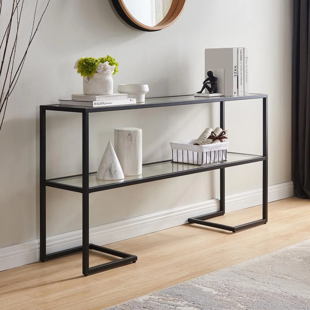 New ๐งจ Errol 55 in. Blackened Bronze Rectangle Glass Console Table with Storage by Meyer&Cross ๐ 6 New ๐งจ Errol 55 in. Blackened Bronze Rectangle Glass Console Table with Storage by Meyer&Cross ๐ - Image 4