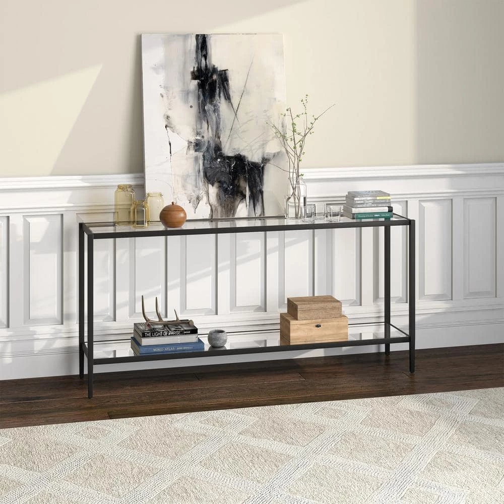 Wholesale 😍 Hera 64 in. Brass Rectangle Glass Console Table by Meyer&Cross 🎉 5 Wholesale 😍 Hera 64 in. Brass Rectangle Glass Console Table by Meyer&Cross 🎉 - Image 4