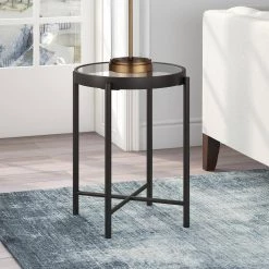 Budget 💯 Duxbury 22 in. Blackened Bronze Side Table by Meyer&Cross 😀 -Outlet Camden Isle Store blackened bronze meyer cross end side tables st0198 1f 1000