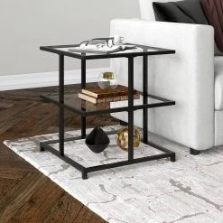 Cheapest 😀 Greenwich 22 in. Blackened Bronze Square Side Table with Glass Top by Meyer&Cross 😍 -Outlet Camden Isle Store blackened bronze meyer cross end side tables st1614 31 1000