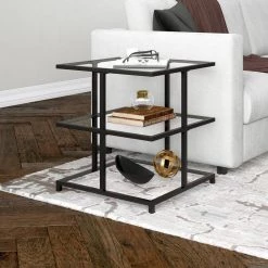 Cheapest 😀 Greenwich 22 in. Blackened Bronze Square Side Table with Glass Top by Meyer&Cross 😍 -Outlet Camden Isle Store blackened bronze meyer cross end side tables st1614 4f 1000