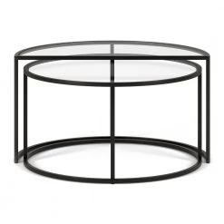 Buy 🤩 Luna 30 in. Blackened Bronze Round Glass Nested Coffee Table with 2 Pieces by Meyer&Cross 💯 -Outlet Camden Isle Store blackened bronze meyer cross nesting tables ct0752 1f 1000