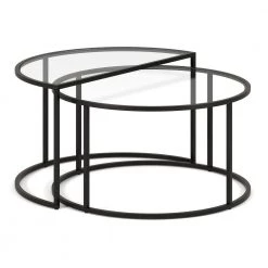 Buy 🤩 Luna 30 in. Blackened Bronze Round Glass Nested Coffee Table with 2 Pieces by Meyer&Cross 💯 -Outlet Camden Isle Store blackened bronze meyer cross nesting tables ct0752 4f 1000