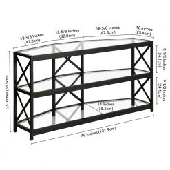 Cheapest 😉 Celine 48 in. Blackened Bronze TV Stand Fits TV's up to 55 in. with Glass Shelves by Meyer&Cross ⭐ -Outlet Camden Isle Store blackened bronze meyer cross tv stands tv1111 44 1000