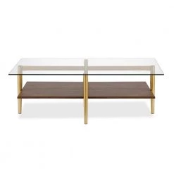 Best Pirce 😍 Otto 47 in. Brass/Walnut Large Rectangle Glass Coffee Table with Shelf by Meyer&Cross 🤩 15 Best Pirce 😍 Otto 47 in. Brass/Walnut Large Rectangle Glass Coffee Table with Shelf by Meyer&Cross 🤩 -Outlet Camden Isle Store brass and walnut meyer cross coffee tables ct0138 1f 1000