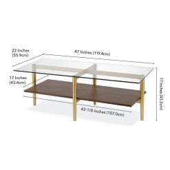 Best Pirce 😍 Otto 47 in. Brass/Walnut Large Rectangle Glass Coffee Table with Shelf by Meyer&Cross 🤩 16 Best Pirce 😍 Otto 47 in. Brass/Walnut Large Rectangle Glass Coffee Table with Shelf by Meyer&Cross 🤩 -Outlet Camden Isle Store brass and walnut meyer cross coffee tables ct0138 44 1000