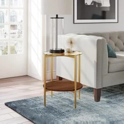 Coupon 💯 Otto Side table in gold with walnut shelf by Meyer&Cross 👏 -Outlet Camden Isle Store brass and walnut meyer cross end side tables st0275 31 1000