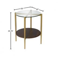 Coupon 💯 Otto Side table in gold with walnut shelf by Meyer&Cross 👏 -Outlet Camden Isle Store brass and walnut meyer cross end side tables st0275 40 1000