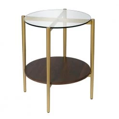 Coupon 💯 Otto Side table in gold with walnut shelf by Meyer&Cross 👏 -Outlet Camden Isle Store brass and walnut meyer cross end side tables st0275 4f 1000
