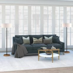 New 😍 Ludo 36 in. Brass/White Lacquer Medium Round Glass Coffee Table with Shelf by Meyer&Cross 😀 -Outlet Camden Isle Store brass and white lacquer meyer cross coffee tables ct0139 4f 1000