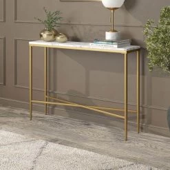 Buy ✨ Huxley 42 in. Brass Retangular Console Table with Faux Marble Top by Meyer&Cross ⭐ 14 Buy ✨ Huxley 42 in. Brass Retangular Console Table with Faux Marble Top by Meyer&Cross ⭐ -Outlet Camden Isle Store brass faux marble meyer cross console tables at1559 77 1000