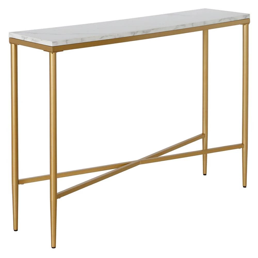 Buy ✨ Huxley 42 in. Brass Retangular Console Table with Faux Marble Top by Meyer&Cross ⭐ 4 Buy ✨ Huxley 42 in. Brass Retangular Console Table with Faux Marble Top by Meyer&Cross ⭐ - Image 2