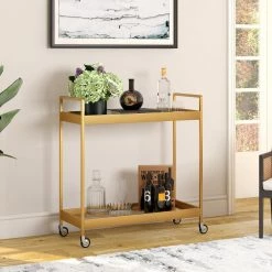 Discount 🛒 Cooper Brass Finish Bar Cart by Meyer&Cross ✔️ -Outlet Camden Isle Store brass meyer cross bar carts bc0545 1f 1000