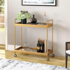 Discount 🛒 Cooper Brass Finish Bar Cart by Meyer&Cross ✔️ -Outlet Camden Isle Store brass meyer cross bar carts bc0545 44 1000