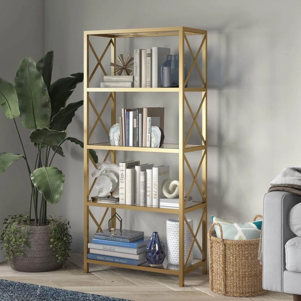 Top 10 ๐ Celine 66 in. Brushed Brass Metal 4-Shelf Bookcase by Meyer&Cross ๐ 6 Top 10 ๐ Celine 66 in. Brushed Brass Metal 4-Shelf Bookcase by Meyer&Cross ๐ - Image 4