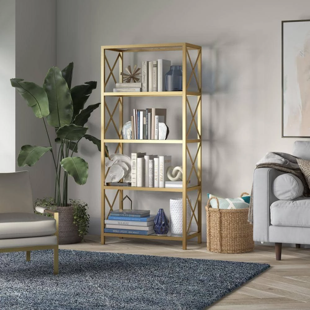 Top 10 ๐ Celine 66 in. Brushed Brass Metal 4-Shelf Bookcase by Meyer&Cross ๐ 8 Top 10 ๐ Celine 66 in. Brushed Brass Metal 4-Shelf Bookcase by Meyer&Cross ๐ - Image 6