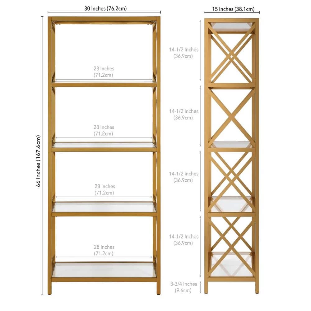 Top 10 ๐ Celine 66 in. Brushed Brass Metal 4-Shelf Bookcase by Meyer&Cross ๐ 7 Top 10 ๐ Celine 66 in. Brushed Brass Metal 4-Shelf Bookcase by Meyer&Cross ๐ - Image 5