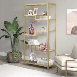 Outlet ๐ Johann 68 in. Metal 4-Shelf Brass Finish Bookcase by Meyer&Cross ๐ 11 Outlet ๐ Johann 68 in. Metal 4-Shelf Brass Finish Bookcase by Meyer&Cross ๐ -Outlet Camden Isle Store brass meyer cross bookcases bookshelves bk0452 1f 1000