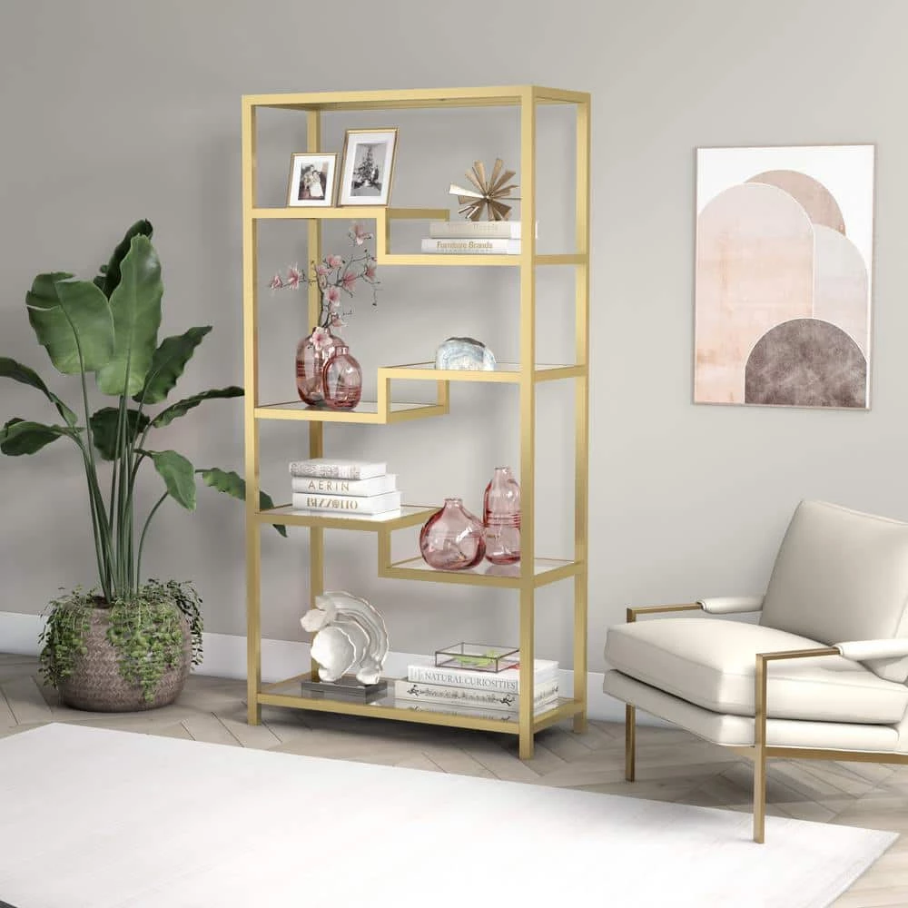 Outlet ๐ Johann 68 in. Metal 4-Shelf Brass Finish Bookcase by Meyer&Cross ๐ 8 Outlet ๐ Johann 68 in. Metal 4-Shelf Brass Finish Bookcase by Meyer&Cross ๐ - Image 6