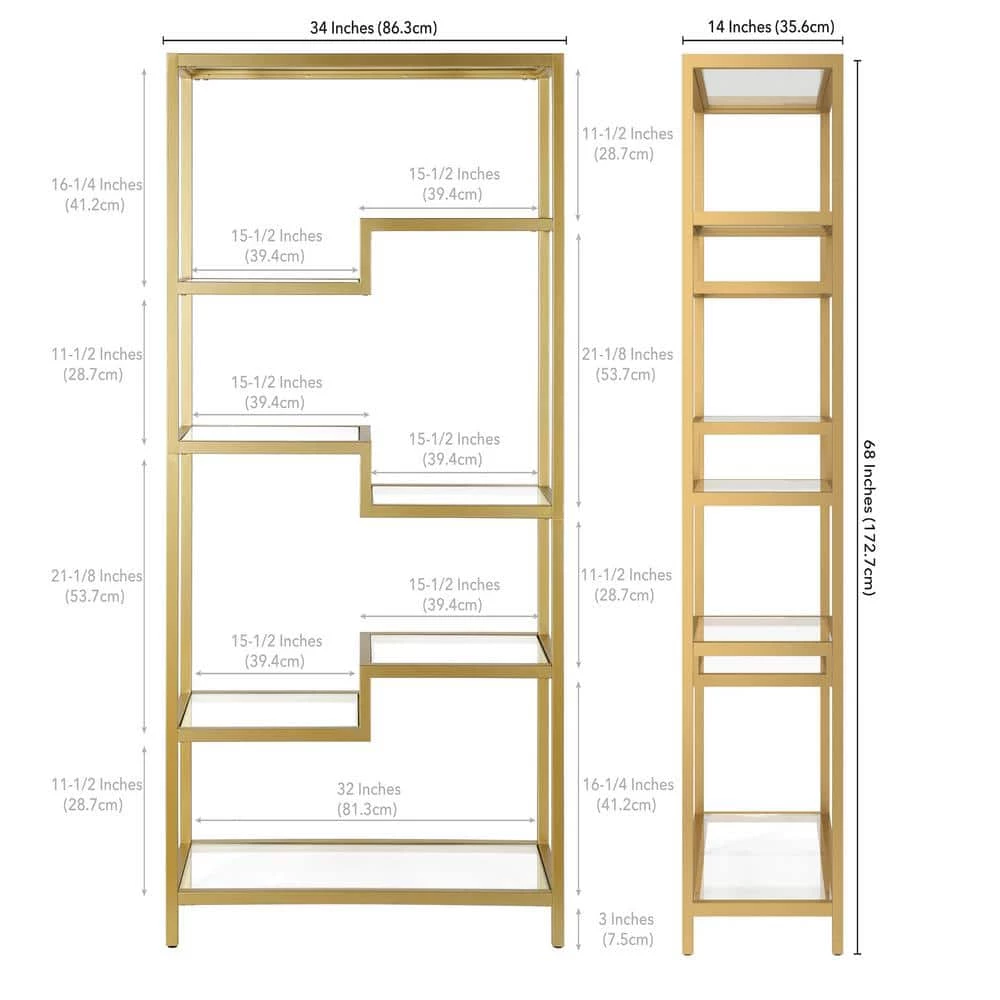 Outlet ๐ Johann 68 in. Metal 4-Shelf Brass Finish Bookcase by Meyer&Cross ๐ 7 Outlet ๐ Johann 68 in. Metal 4-Shelf Brass Finish Bookcase by Meyer&Cross ๐ - Image 5