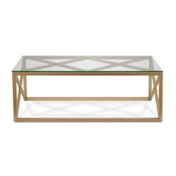 Buy 🌟 Dixon 46 in. Brass Large Rectangle Glass Coffee Table by Meyer&Cross 🧨