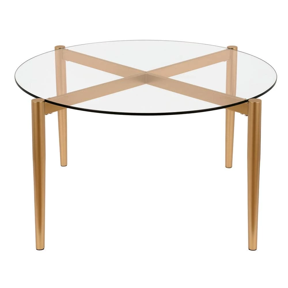 Promo 😍 Kadmos 36 in. Brass/Clear Medium Round Glass Coffee Table by Meyer&Cross 👏 3 Promo 😍 Kadmos 36 in. Brass/Clear Medium Round Glass Coffee Table by Meyer&Cross 👏
