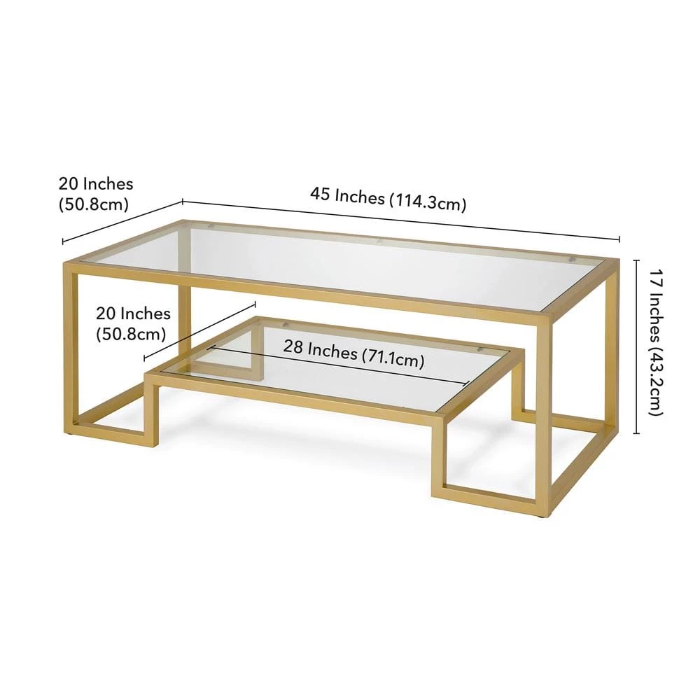 Coupon 💯 Athena 45 in. Brass/Clear Large Rectangle Glass Coffee Table with Shelf by Meyer&Cross 🥰 9 Coupon 💯 Athena 45 in. Brass/Clear Large Rectangle Glass Coffee Table with Shelf by Meyer&Cross 🥰 - Image 7