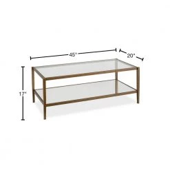Best reviews of 🥰 Wilda 45 in. Clear/Brass Large Rectangle Glass Coffee Table with Mirrored Shelf by Meyer&Cross 👏 -Outlet Camden Isle Store brass meyer cross coffee tables ct0143 40 1000