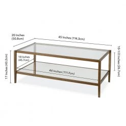 Best reviews of 🥰 Wilda 45 in. Clear/Brass Large Rectangle Glass Coffee Table with Mirrored Shelf by Meyer&Cross 👏 -Outlet Camden Isle Store brass meyer cross coffee tables ct0143 44 1000