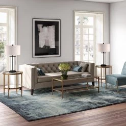 Best reviews of 🥰 Wilda 45 in. Clear/Brass Large Rectangle Glass Coffee Table with Mirrored Shelf by Meyer&Cross 👏 -Outlet Camden Isle Store brass meyer cross coffee tables ct0143 4f 1000