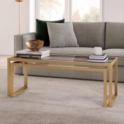 Deals π― Rocco 46 in. Brass/Clear Large Rectangle Glass Coffee Table with Nesting Tables by Meyer&Cross π― 17 Deals π― Rocco 46 in. Brass/Clear Large Rectangle Glass Coffee Table with Nesting Tables by Meyer&Cross π― -Outlet Camden Isle Store brass meyer cross coffee tables ct0238 31 1000