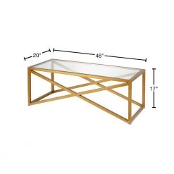 Best Pirce 🥰 Calix 46 in. Brass Large Rectangle Tempered Glass Coffee Table by Meyer&Cross 🧨 -Outlet Camden Isle Store brass meyer cross coffee tables ct0245 40 1000