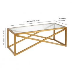 Best Pirce 🥰 Calix 46 in. Brass Large Rectangle Tempered Glass Coffee Table by Meyer&Cross 🧨 -Outlet Camden Isle Store brass meyer cross coffee tables ct0245 44 1000
