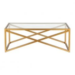 Best Pirce 🥰 Calix 46 in. Brass Large Rectangle Tempered Glass Coffee Table by Meyer&Cross 🧨 -Outlet Camden Isle Store brass meyer cross coffee tables ct0245 4f 1000