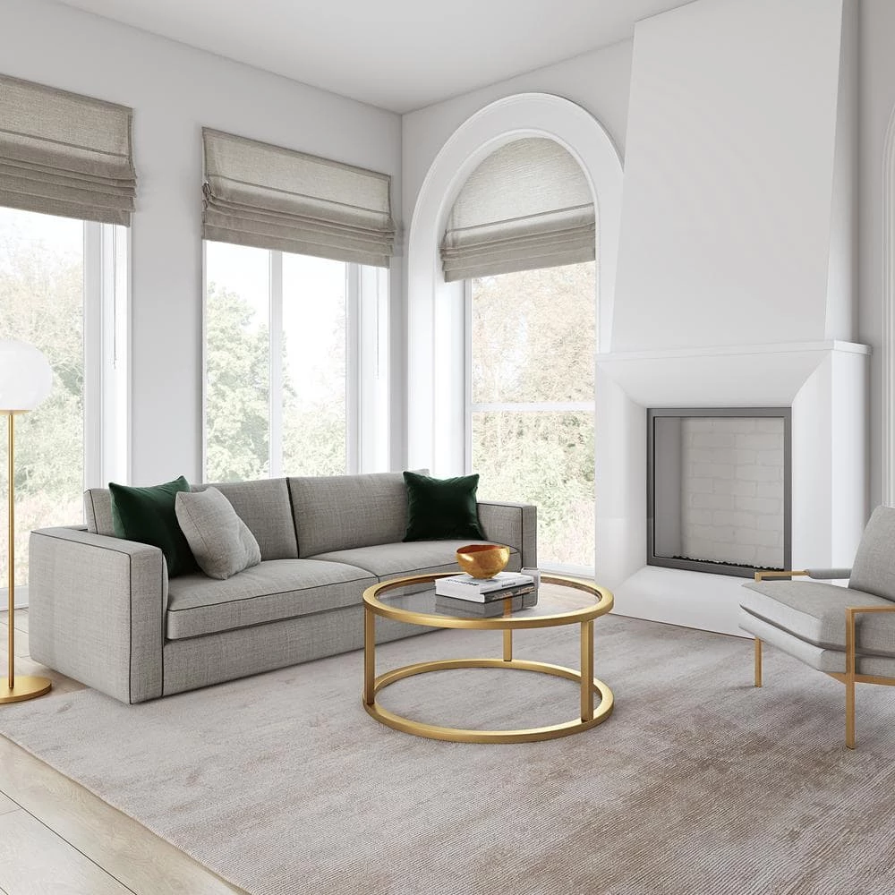 Discount 👍 Parker 35 in. Brass Medium Round Glass Coffee Table by Meyer&Cross 😉 5 Discount 👍 Parker 35 in. Brass Medium Round Glass Coffee Table by Meyer&Cross 😉 - Image 3