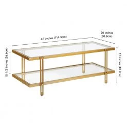 Best Pirce 🥰 Inez 45 in. Brass/Clear Large Rectangle Glass Coffee Table with Shelf by Meyer&Cross 🎁 14 Best Pirce 🥰 Inez 45 in. Brass/Clear Large Rectangle Glass Coffee Table with Shelf by Meyer&Cross 🎁 -Outlet Camden Isle Store brass meyer cross coffee tables ct0316 1f 1000