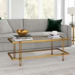 Best Pirce 🥰 Inez 45 in. Brass/Clear Large Rectangle Glass Coffee Table with Shelf by Meyer&Cross 🎁 17 Best Pirce 🥰 Inez 45 in. Brass/Clear Large Rectangle Glass Coffee Table with Shelf by Meyer&Cross 🎁 -Outlet Camden Isle Store brass meyer cross coffee tables ct0316 31 1000