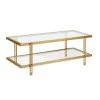 Best Pirce 🥰 Inez 45 in. Brass/Clear Large Rectangle Glass Coffee Table with Shelf by Meyer&Cross 🎁 -Outlet Camden Isle Store brass meyer cross coffee tables ct0316 64 1000