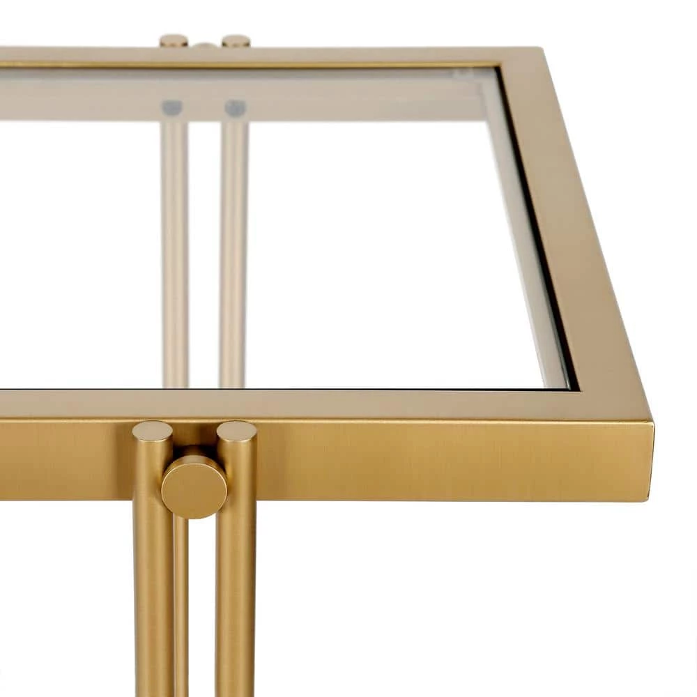 Best Pirce 🥰 Inez 45 in. Brass/Clear Large Rectangle Glass Coffee Table with Shelf by Meyer&Cross 🎁 9 Best Pirce 🥰 Inez 45 in. Brass/Clear Large Rectangle Glass Coffee Table with Shelf by Meyer&Cross 🎁 - Image 7