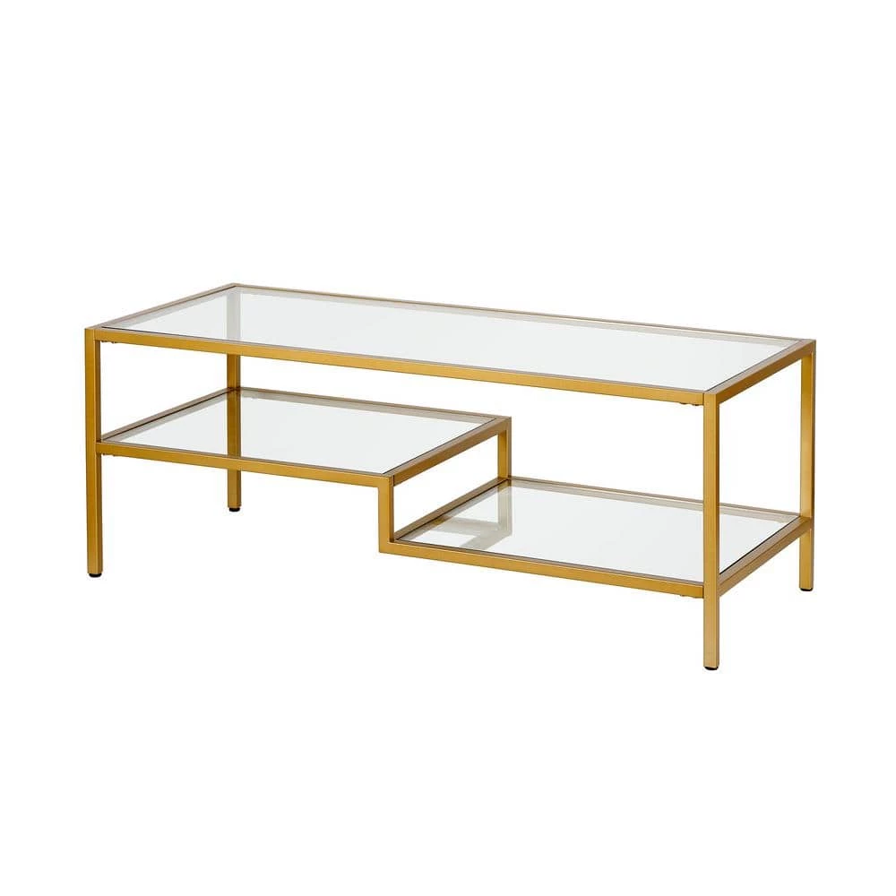 Cheap 🛒 Lovett 45 in. Brass Large Rectangle Glass Coffee Table with Shelf by Meyer&Cross 🌟 7 Cheap 🛒 Lovett 45 in. Brass Large Rectangle Glass Coffee Table with Shelf by Meyer&Cross 🌟 - Image 5