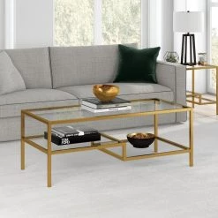 Cheap 🛒 Lovett 45 in. Brass Large Rectangle Glass Coffee Table with Shelf by Meyer&Cross 🌟 17 Cheap 🛒 Lovett 45 in. Brass Large Rectangle Glass Coffee Table with Shelf by Meyer&Cross 🌟 -Outlet Camden Isle Store brass meyer cross coffee tables ct0359 31 1000