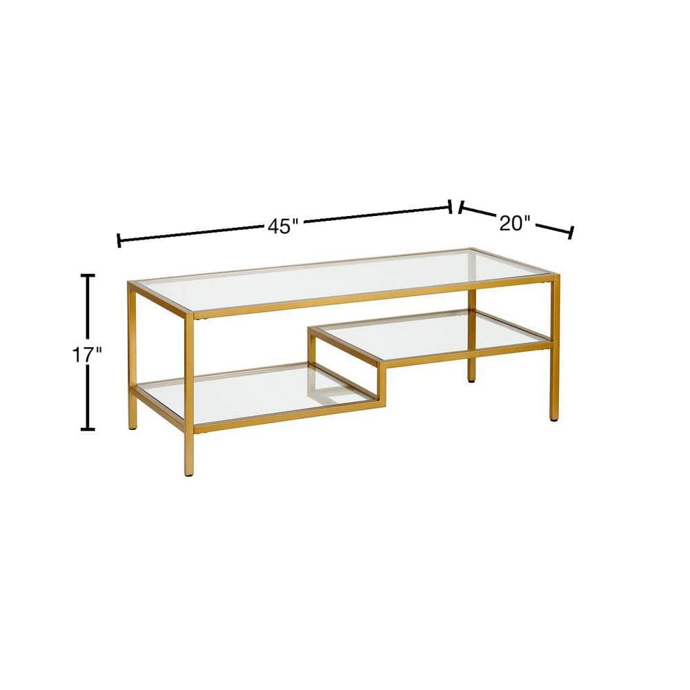 Cheap 🛒 Lovett 45 in. Brass Large Rectangle Glass Coffee Table with Shelf by Meyer&Cross 🌟 5 Cheap 🛒 Lovett 45 in. Brass Large Rectangle Glass Coffee Table with Shelf by Meyer&Cross 🌟 - Image 3