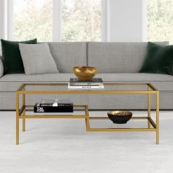 Cheap 🛒 Lovett 45 in. Brass Large Rectangle Glass Coffee Table with Shelf by Meyer&Cross 🌟 13 Cheap 🛒 Lovett 45 in. Brass Large Rectangle Glass Coffee Table with Shelf by Meyer&Cross 🌟 -Outlet Camden Isle Store brass meyer cross coffee tables ct0359 4f 1000