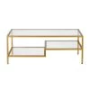 Cheap 🛒 Lovett 45 in. Brass Large Rectangle Glass Coffee Table with Shelf by Meyer&Cross 🌟 -Outlet Camden Isle Store brass meyer cross coffee tables ct0359 64 1000