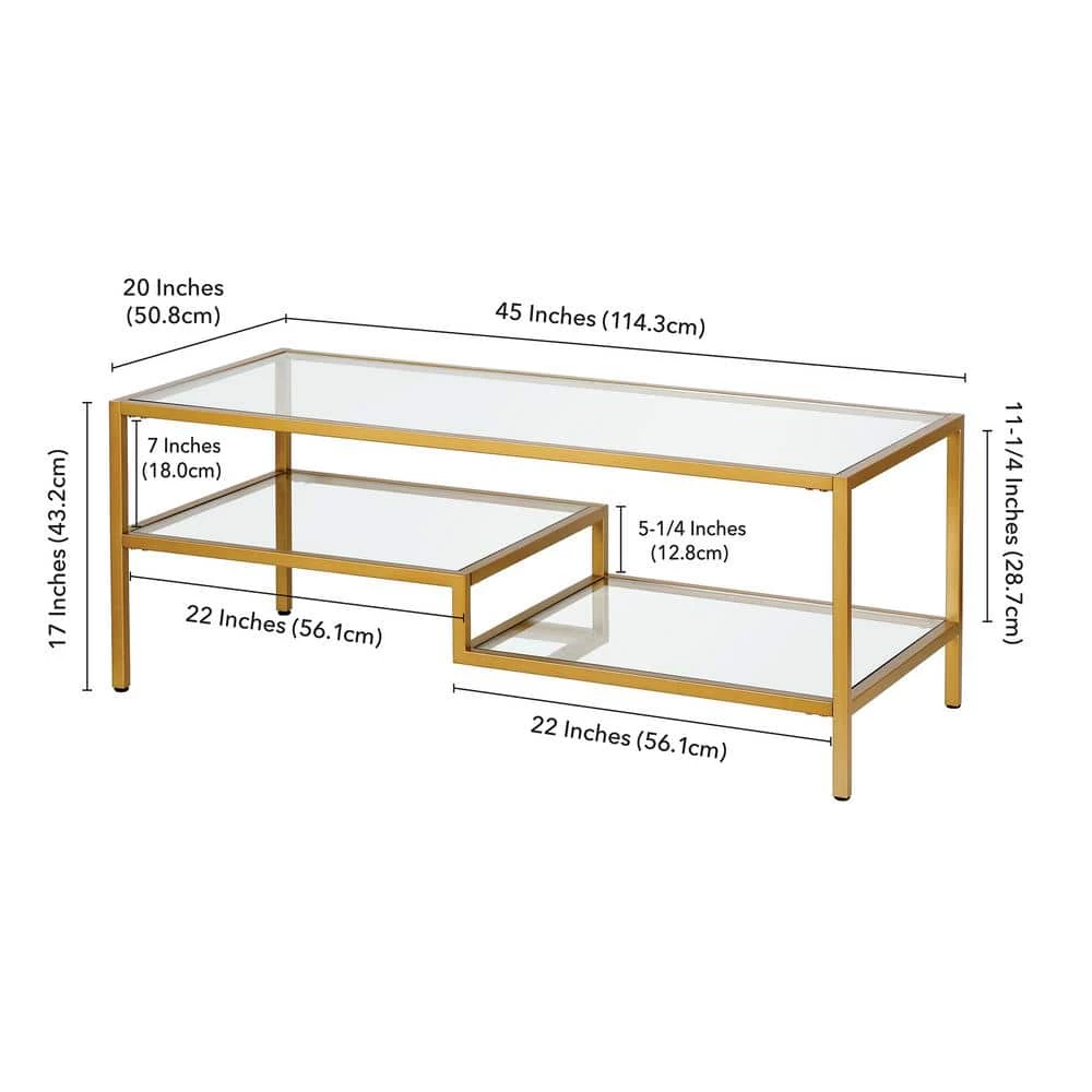 Cheap 🛒 Lovett 45 in. Brass Large Rectangle Glass Coffee Table with Shelf by Meyer&Cross 🌟 9 Cheap 🛒 Lovett 45 in. Brass Large Rectangle Glass Coffee Table with Shelf by Meyer&Cross 🌟 - Image 7
