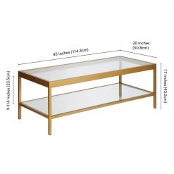 Wholesale 💯 Alexis 45 in. Brass Large Rectangle Glass Coffee Table with Shelf by Meyer&Cross 😉 -Outlet Camden Isle Store brass meyer cross coffee tables ct0380 76 1000