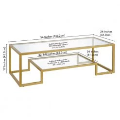 Buy 🎁 Athena 54 in. Brass Rectangle Glass Coffee Table by Meyer&Cross 🎁 -Outlet Camden Isle Store brass meyer cross coffee tables ct0707 44 1000
